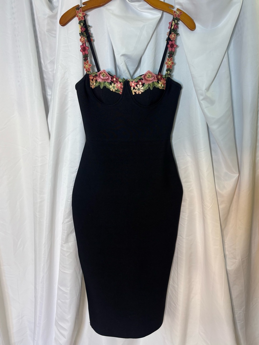 Black Floral Embroidered Dress